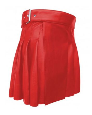 Red Women Leather Kilt