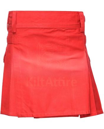 Red Women Short Length Utility Kilt