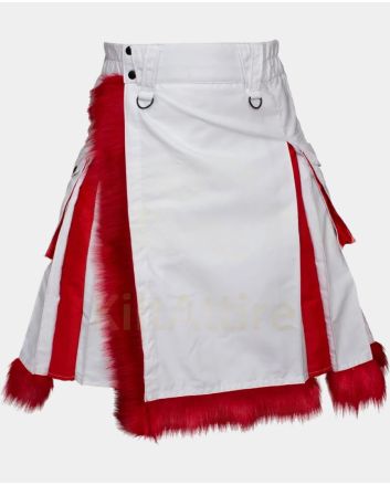 Santa Claus Fur White & Red Christmas Kilt