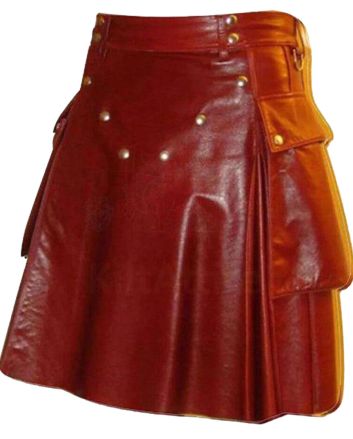 Scottish Red Leather Kilt