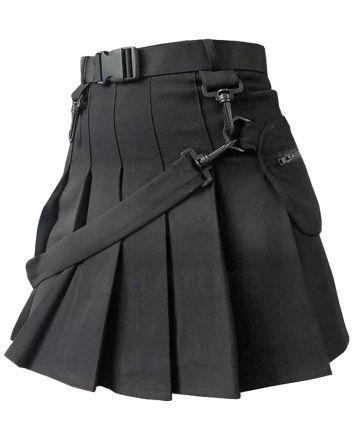 Stylish Black Women Utility Kilt