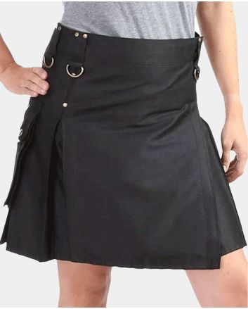 Stylish Women Black Utility Kilt