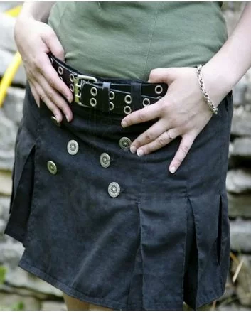 Womens Black Mini Utility Kilt