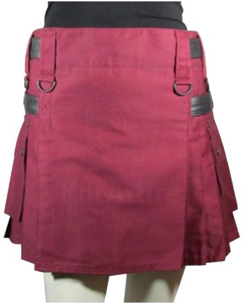 Womens Burgundy Utiltiy Kilt