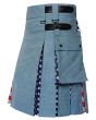 American Flag Denim Hybrid Utility Kilt Pocket Side