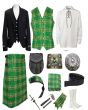 Argyll Irish Green Kilt Outfit With Jacket With Ghillie Shirt