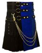 Black and Blue Fashion Hybrid Utility Kilt Side