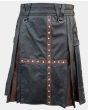 Black and Brown Leather Kilt For Men