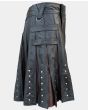 Black and Brown Leather Kilt For Men