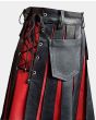 Black and Red Gladiator Pleated Leather Kilt For Men