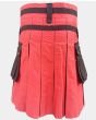 Black and Red Hybrid Utility Kilt With Silver Chain