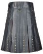 Black & Brown Leather Kilt Back