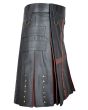 Black & Brown Leather Kilt Side