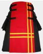 Black Canvas Red Front Yellow Double Cross Design Kilt