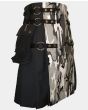 Black Canvas Urban Camouflage Cargo Utility Kilt