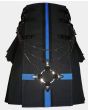 Black Cargo Utility Kilt With Interchangeable Apron