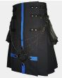 Black Cargo Utility Kilt With Interchangeable Apron