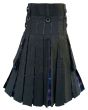 Black Cotton And Pride Of Scotland Tartan Cargo Hybrid Kilt Back