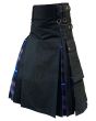 Black Cotton And Pride Of Scotland Tartan Cargo Hybrid Kilt Side