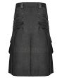 Black Cotton Punk Rave Utility Kilt Back