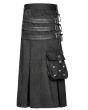 Black Cotton Punk Rave Utility Kilt Side