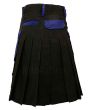 Black Deluxe Modern Kilt And Blue Straps Style With Blue Cargo Pocket Back