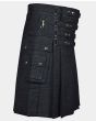 Black Denim Utility Kilt For Men