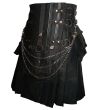 Black Fashion Chain Utility Kilt Sides