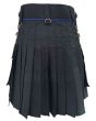 Black Modern Utility Kilt With Silver Chain Back
