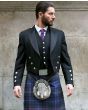 Black Prince Charlie Jacket with 5 Button Waistcoat Set Front