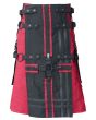 Black & Red Deluxe Hybrid Utility Kilt Front