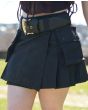 Black Women Mini Utility Kilt