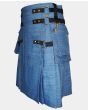 Blue Denim Cargo Fashion Utility Kilt
