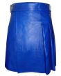 Blue Leather Kilt Mens Front