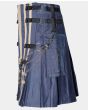 Blue New Fashion Cotton Utility Kilt