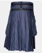 Blue New Fashion Cotton Utility Kilt