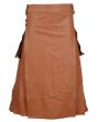 Brown Leather Utility Kilt for Men Front