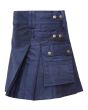 Dark Blue Four Straps Utility Kilt Side