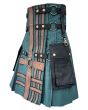 Green & Black Double Cross Utility Hybrid Kilt 