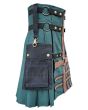 Green & Black Double Cross Utility Hybrid Kilt Side