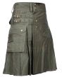 Heavy Cotton Olive Green Classic Utility Kilt 