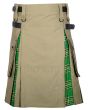 Khaki Cotton Irish Tartan Scottish Utility Cargo Hybrid Kilt