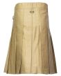 Khaki Heavy Duty Cargo Pockets Utility Kilt Back