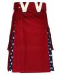 Maroon American Flag Hybrid Utility Kilt Front