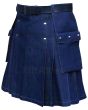 Men Blue Denim Kilt Side