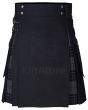 Mens 100% Cotton Jeans Hybrid Box Pleated Tartan Utility Kilt