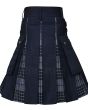 Mens 100% Cotton Jeans Hybrid Box Pleated Tartan Utility Kilt Back