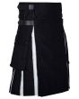 Modern Black Cotton Hybrid Utility Kilt