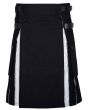 Modern Black Cotton Hybrid Utility Kilt Front