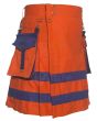 New Handmade Orange And Blue Scottish Utility Kilt